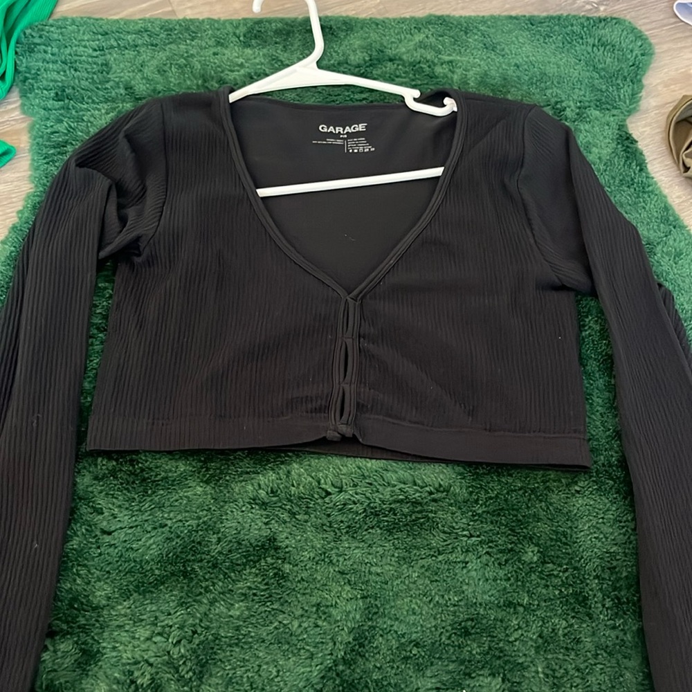 Black long sleeve crop top form Garage. Size small.